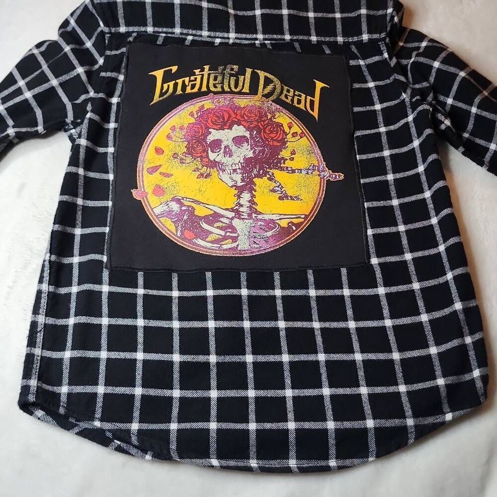 Grateful Dead Upcycled Cat & Jack Black Flannel size small 6/7